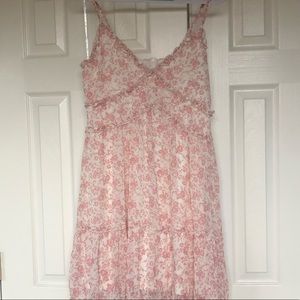 Pink and White Floral Spaghetti Strap Dress